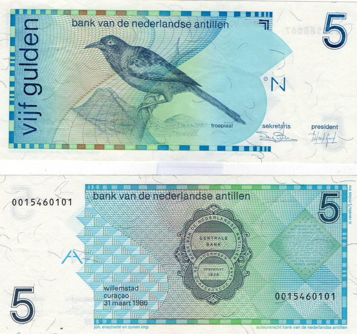 Netherlands Antilles #22a/XF  5 Gulden